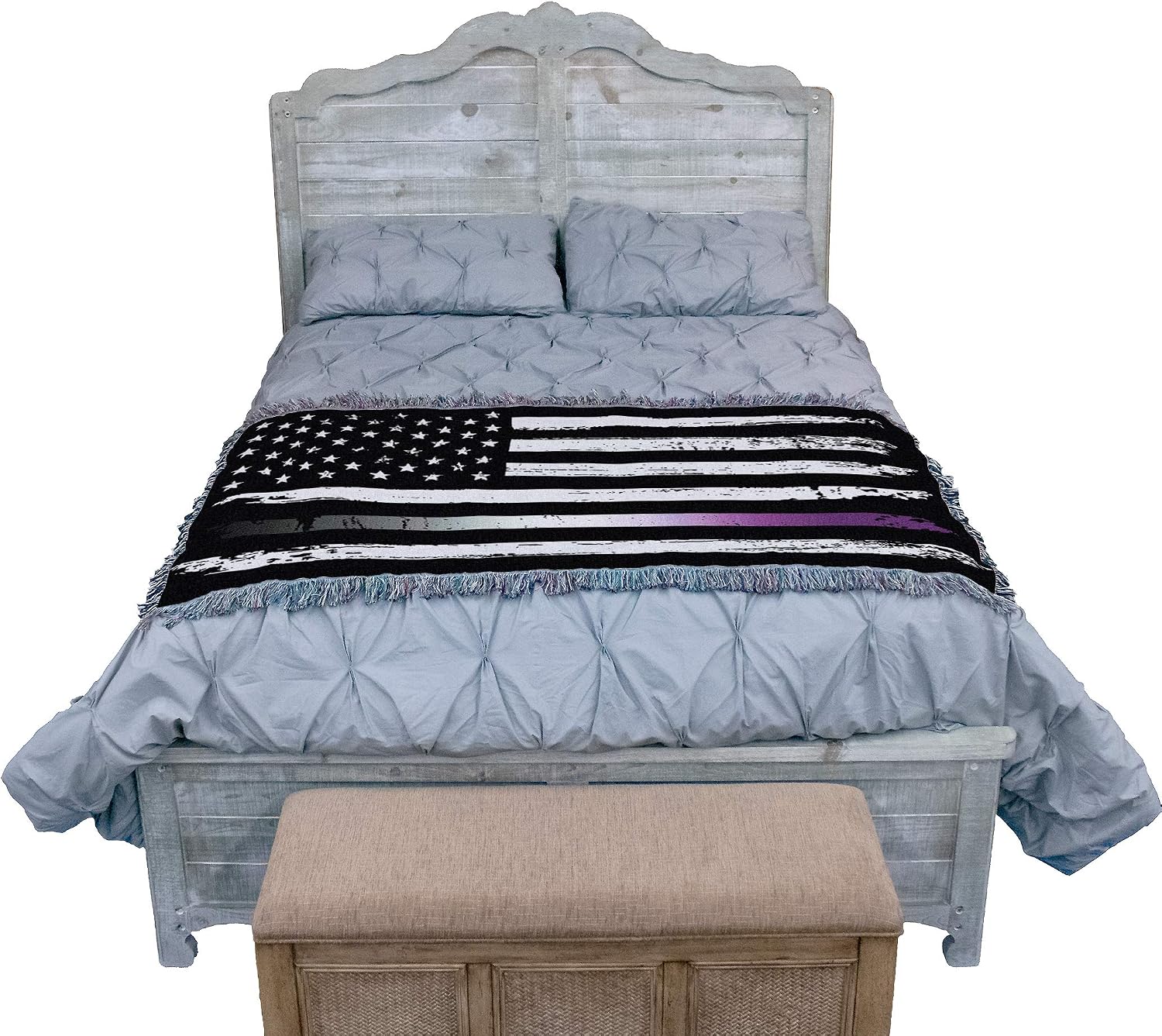 Pure Country Weavers LGBTQIA - Asexual Line American Flag Blanket - Gift Tapestry Throw for Back of Couch or Sofa - Woven from Cotton - Made in the USA (61x36)