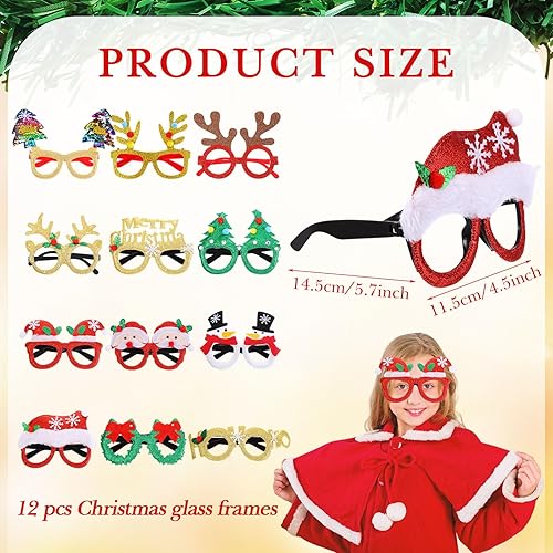 Miniatura 2 de Cindeer 48 piezas de regalos de fiesta de Navidad, diademas divertidas de Navidad, marco de gafas, collares de campana de Navidad, anillos de