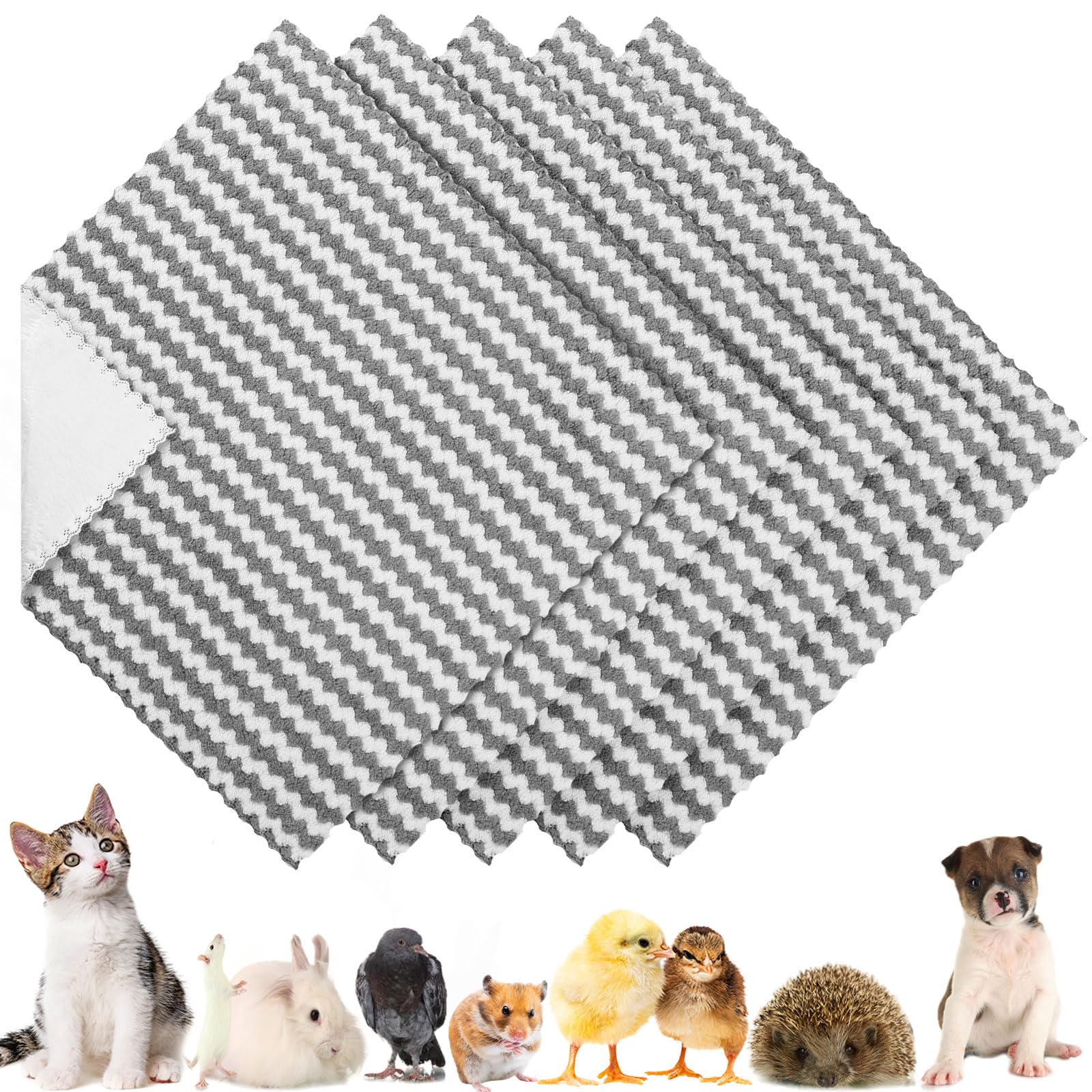 Hahafelt 5 Pcs Waterproof Guinea Pig Fleece Bedding Blankets Absorbent Guinea Pig Cage Liner Washable Small Animal Pee Pad Reusable Pet Blanket Wash