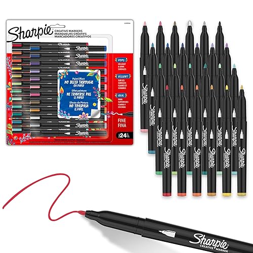 Sharpie Creative Markers Variety Pack, Water-Based Acrylic Paint Markers, Fine Tip, Assorted, 24 Count