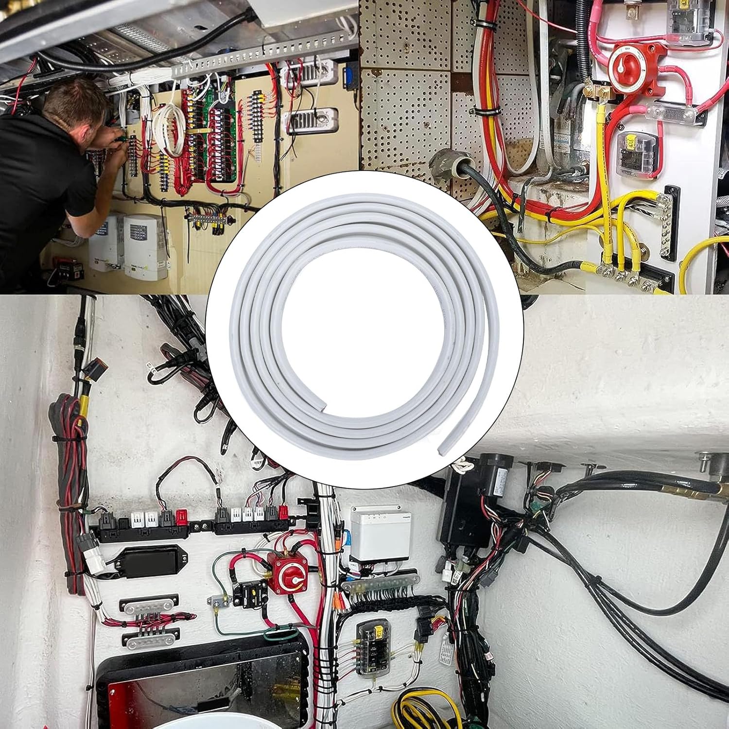 8 Gauge Marine Wire 10ft OFC Insulation Cable 2 Core Stranded PVC Boat Electrical Wire 600V for Automotive RV Yachts Cars Trailers