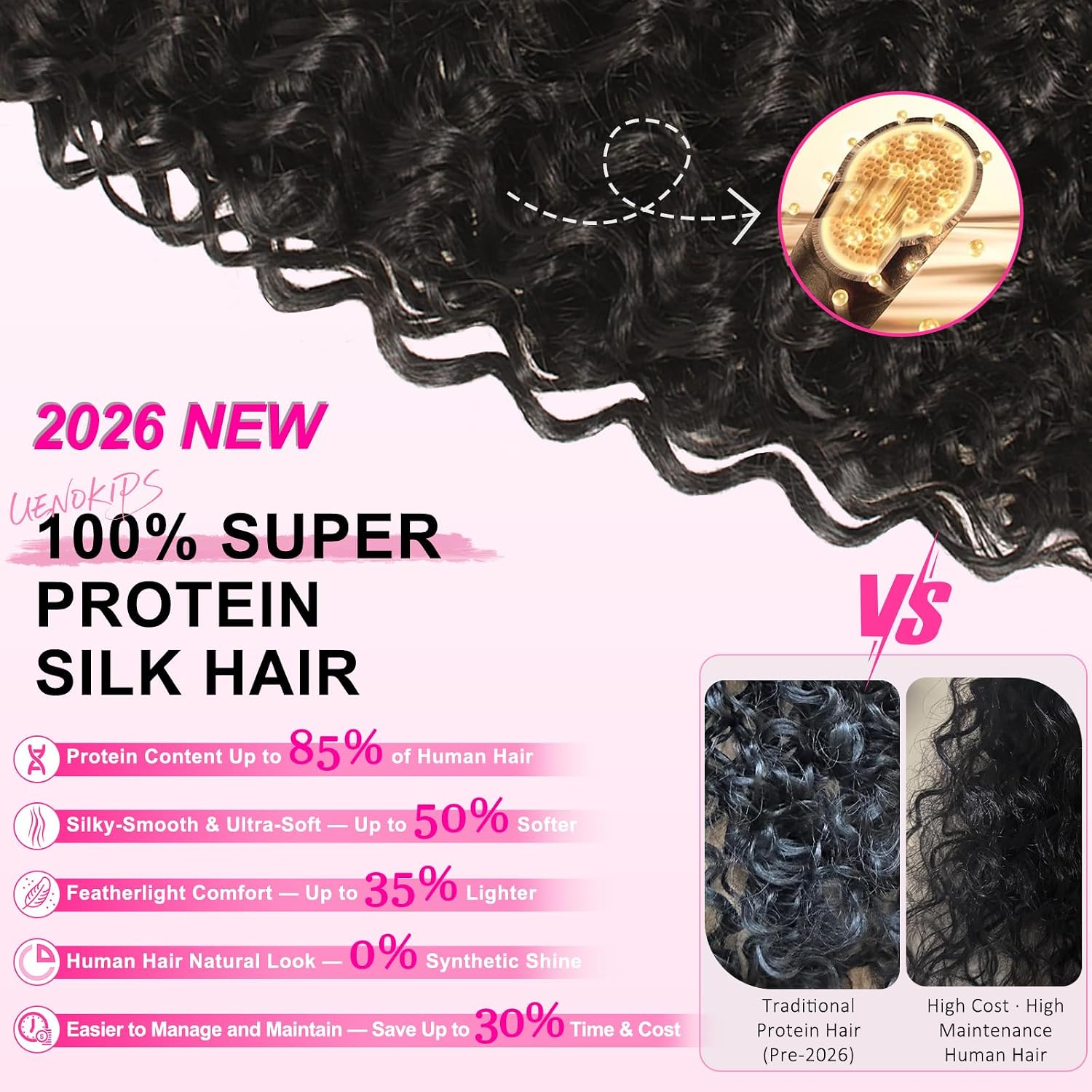Curly Clip In Hair Extensions 6 Pcs 18 Clips Water Wave Clip Ins 100％ Pure Protein Silk Fiber Real Hair Feeling 22 Inch Full Head Double Lace Weft Soft Natural Hair Extensions for Women (22 Inch 2/4#)
