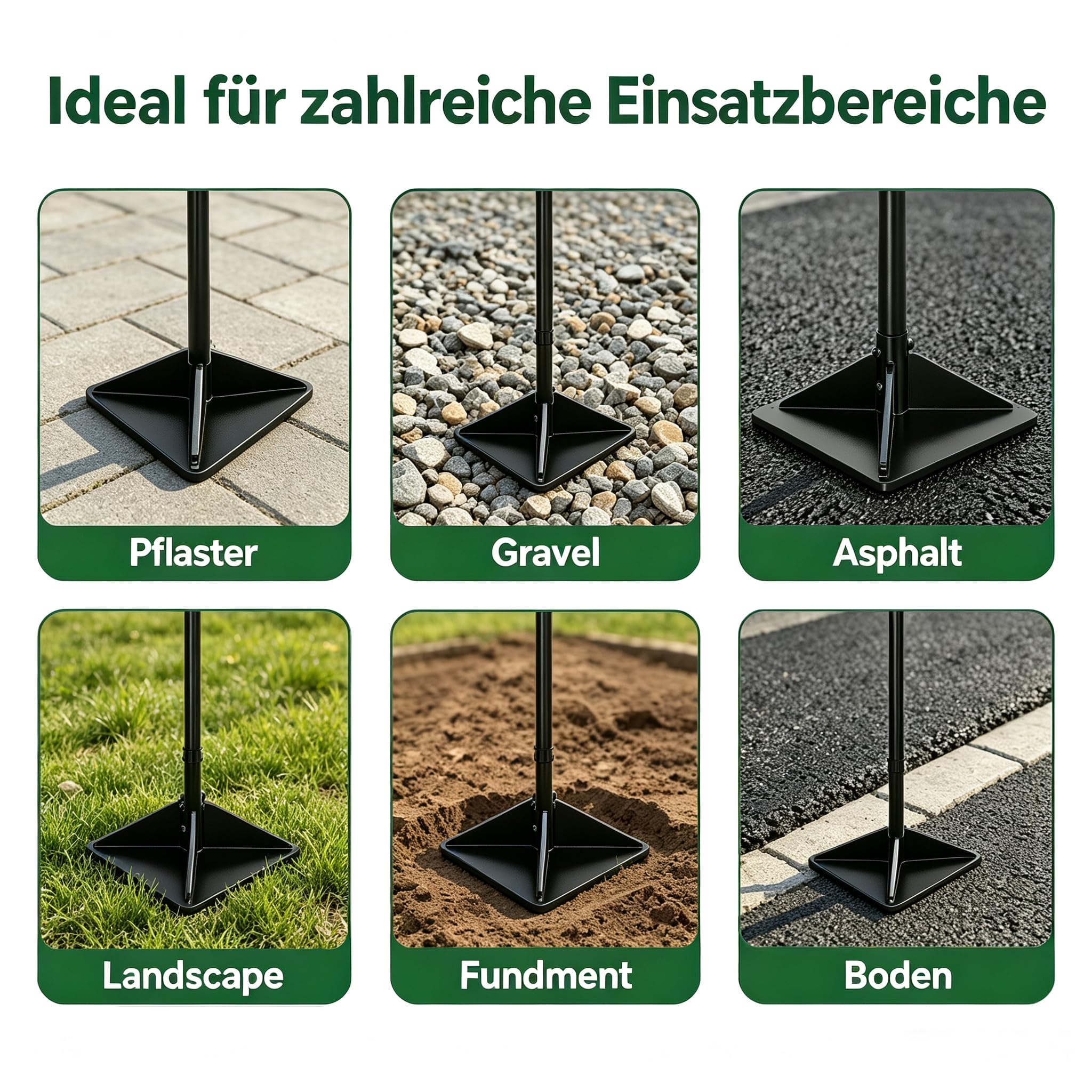 Handstampfer mit 120cm Griff, 25x25cm Stampfer Bodenverdichter mit T-Griff zum Verdichten und Handschuhe, Manuelle Rüttelplatte für Gartenarbeit Bodenmontage