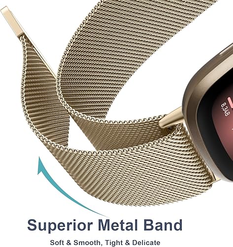 Miniatura 3 de Vanjua Correa de metal para Fitbit Sense 2  Sense Bands, Fitbit Versa 4  Versa 3 bandas para mujeres y hombres, correa de repuesto magnética de