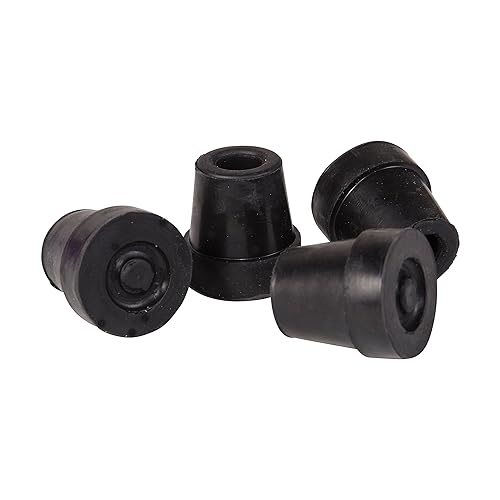 Mabis 519-1378-9504 - Puntas de repuesto para bastón cuádruple, color negro, n. 16, caja de 4 unidades