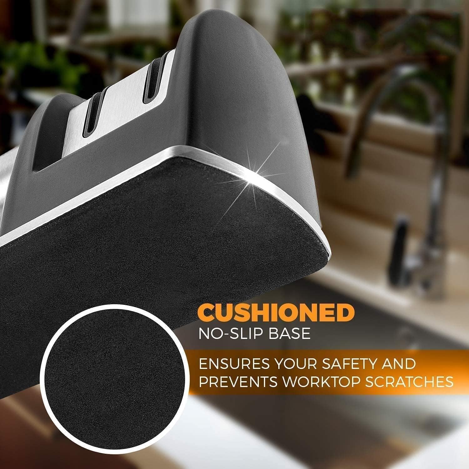 Manual Knife Sharpeners, Knife Sharpener for Straight and Serrated Knives, 2-Stage Diamond Coated Wheel System, Knife Sharpener Kitchen Knife Sharpening Tool Chef's Choice