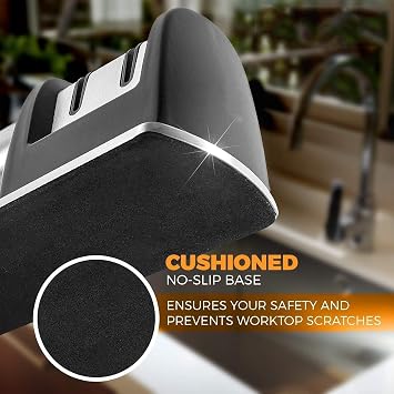 Manual Knife Sharpeners, Knife Sharpener for Straight and Serrated Knives, 2-Stage Diamond Coated Wheel System, Knife Sharpener Kitchen Knife Sharpening Tool Chef's Choice