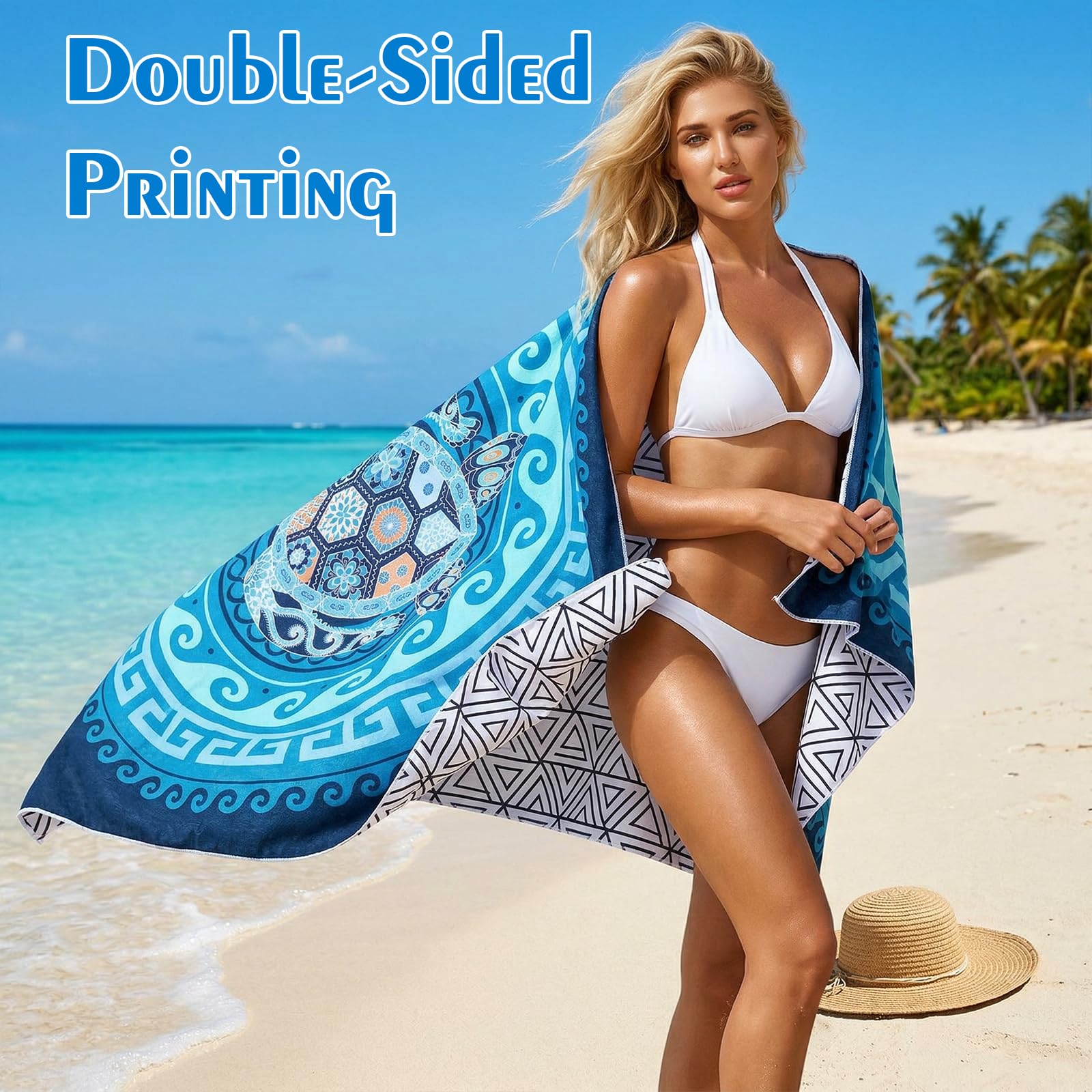Zocipro Ręcznik plażowy z mikrofibry XXL 180 x 90 cm - odporny na piasek, szybkoschnący, lekki i przenośny, do uprawiania sportu, podróży, jogi, kempingu, plaży, na siłownię
