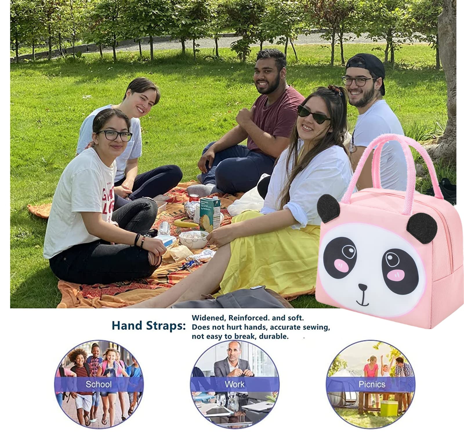 WUWYOUWL Lunch Bag,Cute Carton Insulated Lunch Box,Reusable Lunch Cooler Bags,Waterproof Lunchbag - Image 4