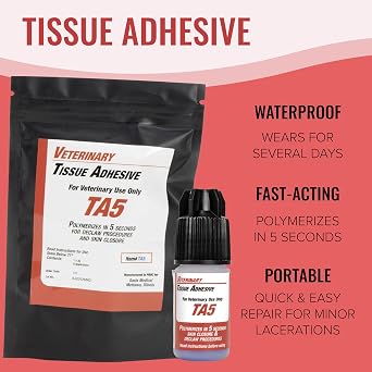 5 Second Tissue Adhesive, Vet Use, Blue, 3 Gram Bottle, 6 Applicators