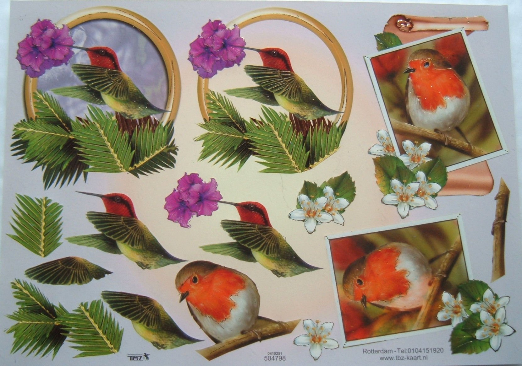 3D Card Decoupage Sheet - Christmas Robin and Hummingbird Pictures (makes 2 Cards) Cards – 1 Jan. 1954