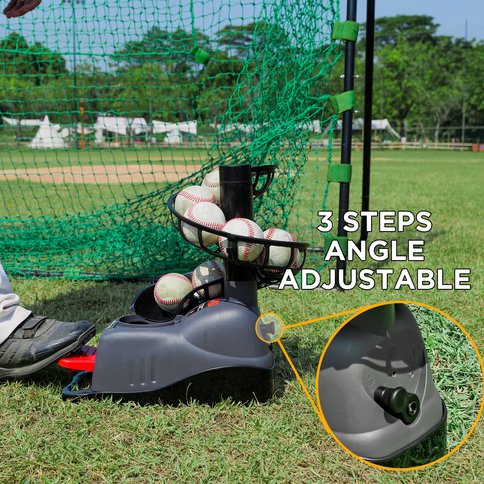 Furlihong Macchina Lanciapalle Da Baseball Elettrica – Velocità E Angolo Regolabili, Timer, Con Adattatore CA E 8 Palline A Fossette, Perfetta Per Battuta E Esercitazioni