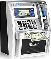 Vista 1 de alcancía parlante estilo cajero automático para niños con tarjetas de débito, memoria de apagado, cajón de apertura automática para dinero real