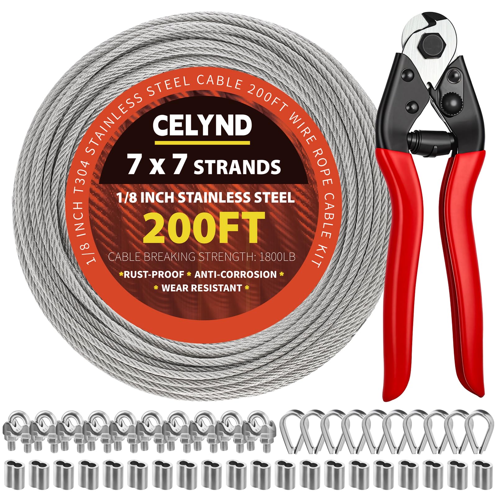 Stainless Steel Cable Kit - 100ft 1/8" Rope -9
