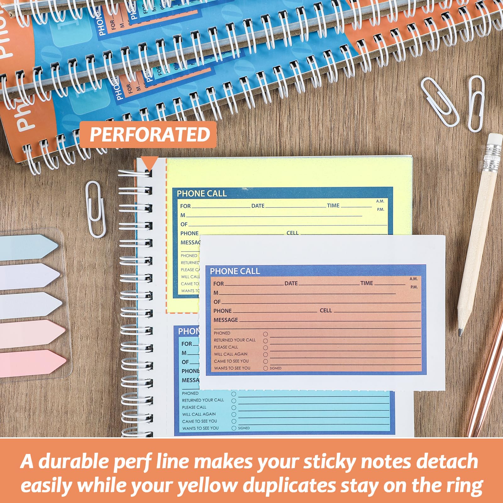 Spiral Bound Phone Message Book 5-1/4x11inch Phone Message Forms