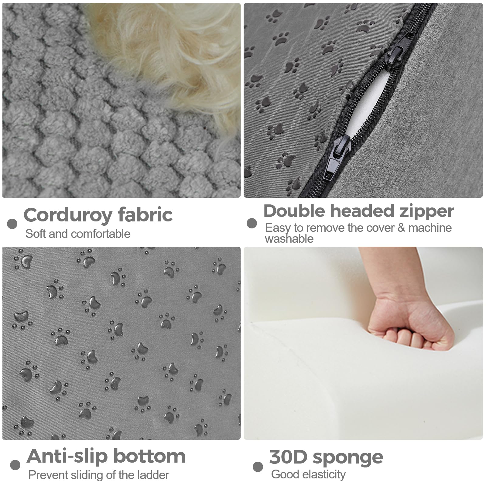 Pawchop Dog Steps for Bed 2-Step Dog Steps for Sofa Waterproof Pet Ramp with Non-Slip Removable Cover - Image 4