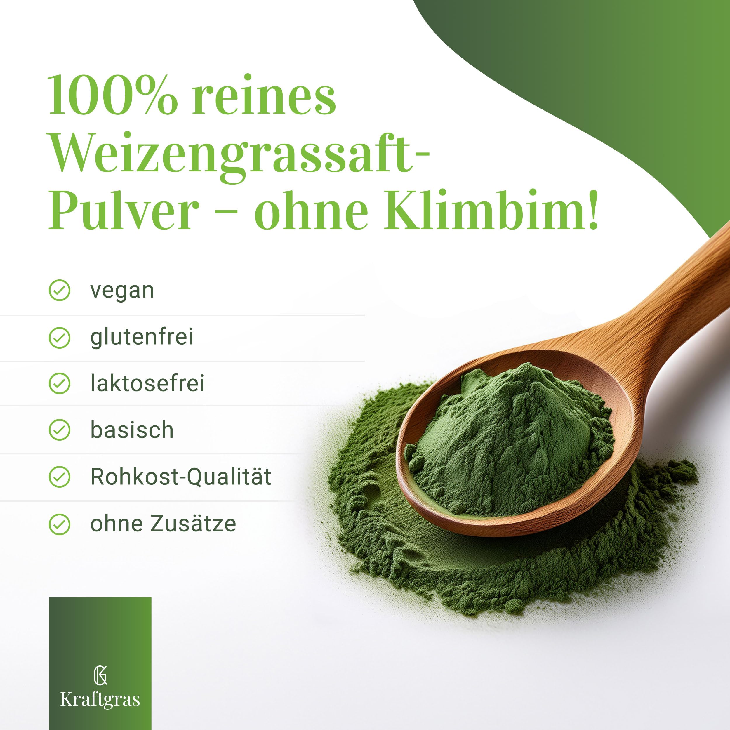 Urweizengrassaft-Pulver BIO [200g] - naturreines Weizengrassaft-Pulver aus grünem Weizengras [vegan & glutenfrei] für Saft, Smoothie & mehr - komplett natürlich & ohne Zusätze