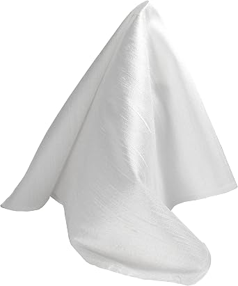Royal Silk Deluxe White Glow Silk Dupioni Pocket Square 100% Silk - Full-Sized 17"x17"