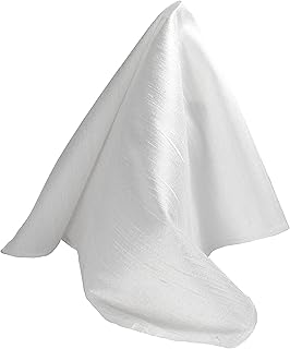 Royal Silk Deluxe White Glow Silk Dupioni Pocket Square 100% Silk - Full-Sized 17"x17"