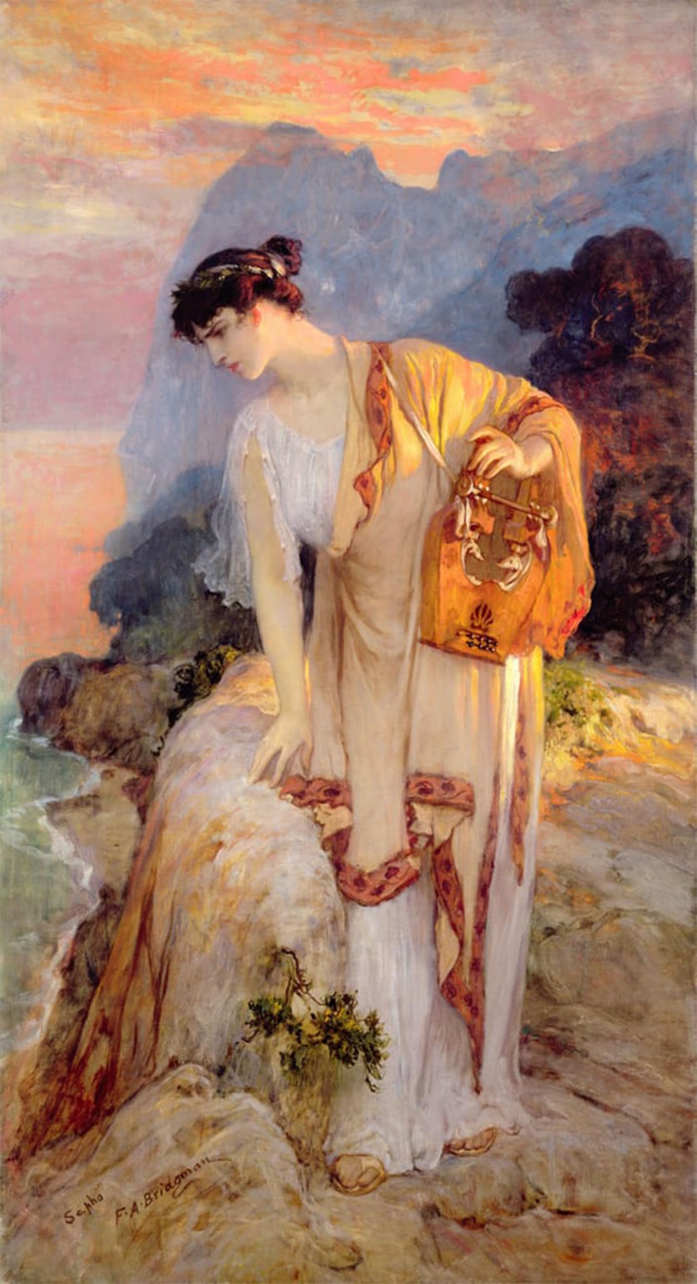 ARTXLXXBN Famous Painting Art Wall Decor Abstract Art Picture Sappho by Frederick Arthur Bridgman Animal Pictures for Home Decor 60x90cm