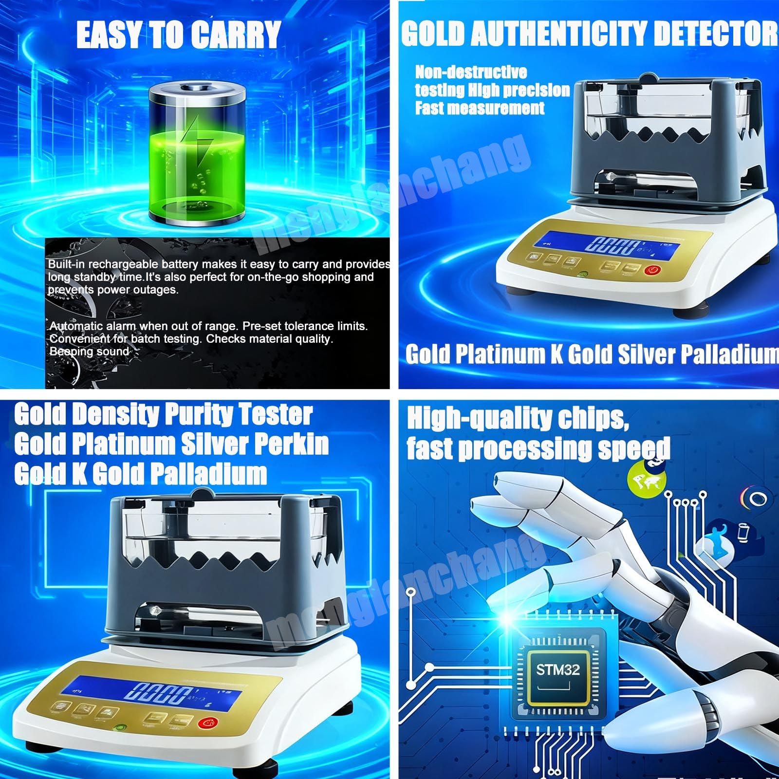 Goldreinheits-AnalysegeräT Mit Digitalanzeige,Goldreinheits-Detektor,Elektronisches Goldreinheits-TestgeräT, GolddichtemessgeräT,EchtheitsprüFgeräT FüR Edelmetalle MDJ-600K