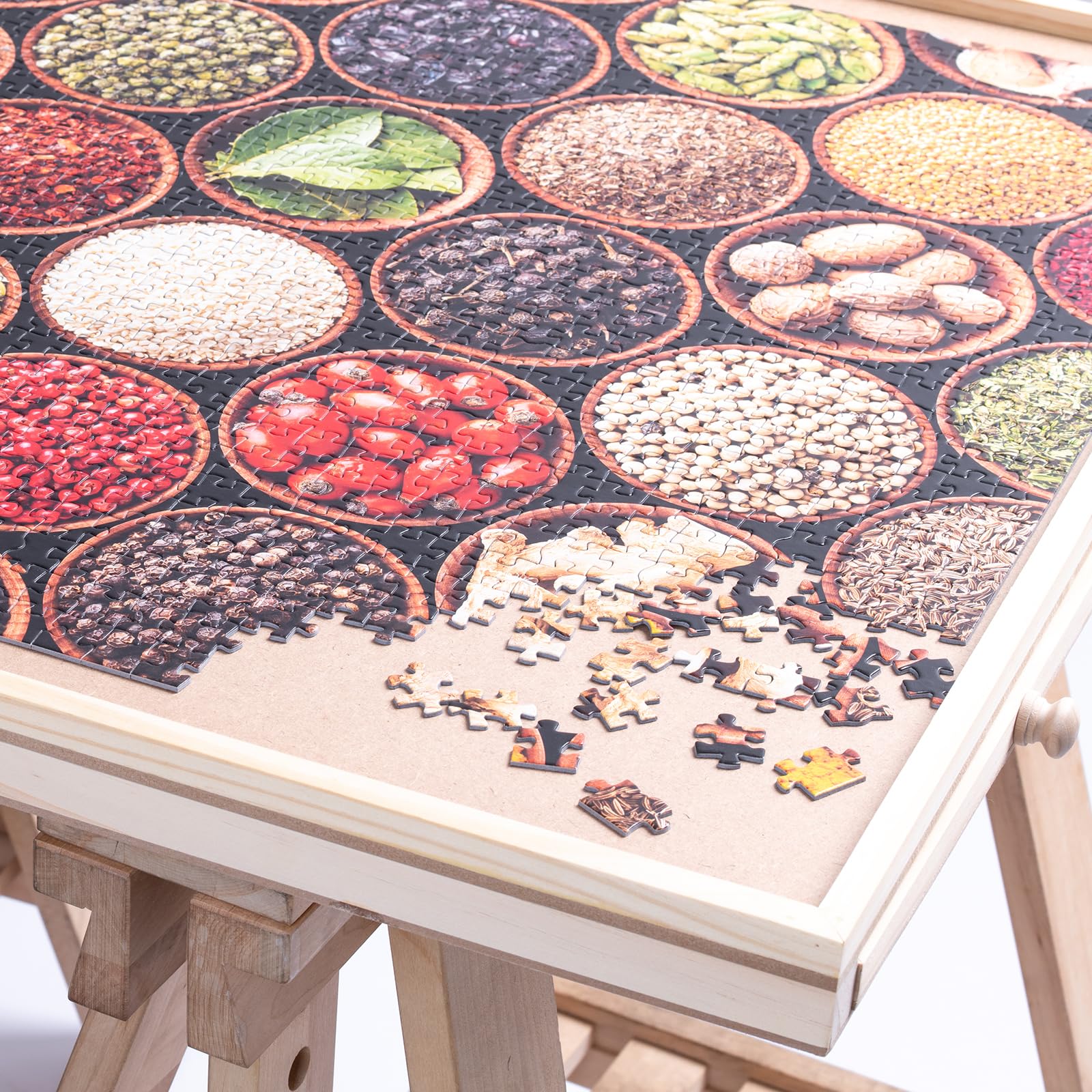 AYCXTZ 1500 Piece Wooden Puzzle Table can be rotated, with 6