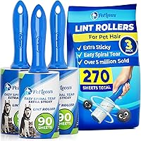 Vista 15 de PetLovers Juego de Rodillos Quitapelusas Extra Adhesivos de Gran Valor 450 Hojas para la Eliminación de Pelo de Mascotas y Ropa, Removedor de Pelusa