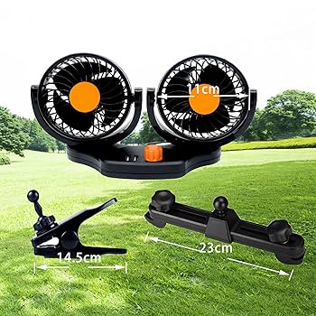 Amazon | 双頭車載ファン 車載扇風機 クリップ式 ツインファン