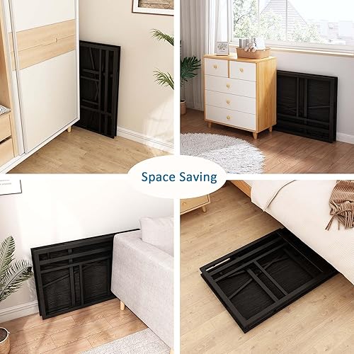 Miniatura 9 de HOBINCHE Escritorio plegable para computadora pequeño, mesa plegable para oficina en casa, estación de trabajo para juegos de escritura y estudio