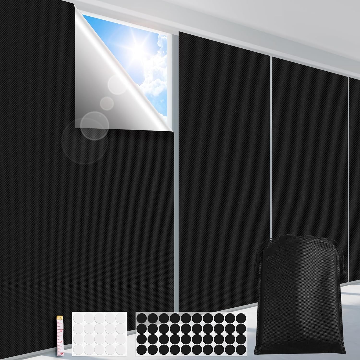 FADOTY 100% Blackout Curtains, 57"x 157" Portable Black Out Window Cover