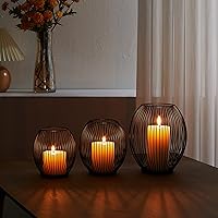 Vista 5 de OLEEK Portavelas pequeños para exteriores para patio, portavelas de pilar, portavelas de alambre negro para centro de mesa, velas decorativas