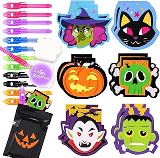 Invisible Ink Pen with UV Light (12 Pack) and Halloween Notepads (12 Pack) - Perfect Halloween Party Favors, Halloween Goodies Bags Stuffers, Spy Birthday Party Supplies, Prizes for Kids