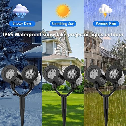 Miniatura 5 de Luces de proyector de copo de nieve de Navidad de doble cabeza mejorada 2025 para exteriores, modo de temporizador, IP65 impermeable, luces LED de