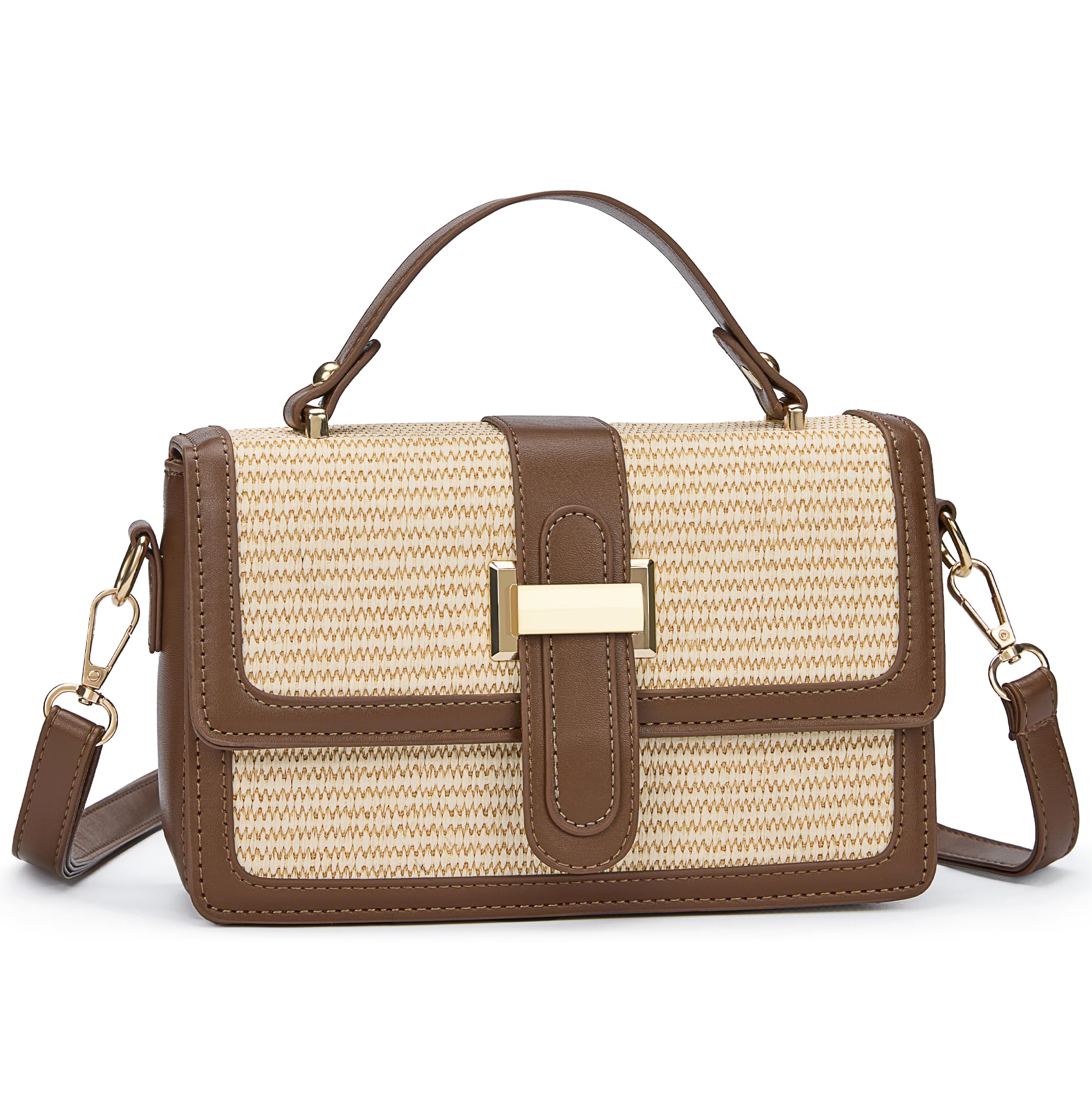 IDELCHOIS Straw Crossbody Purses Bags for Women, Summer Leather Shoulder Bag