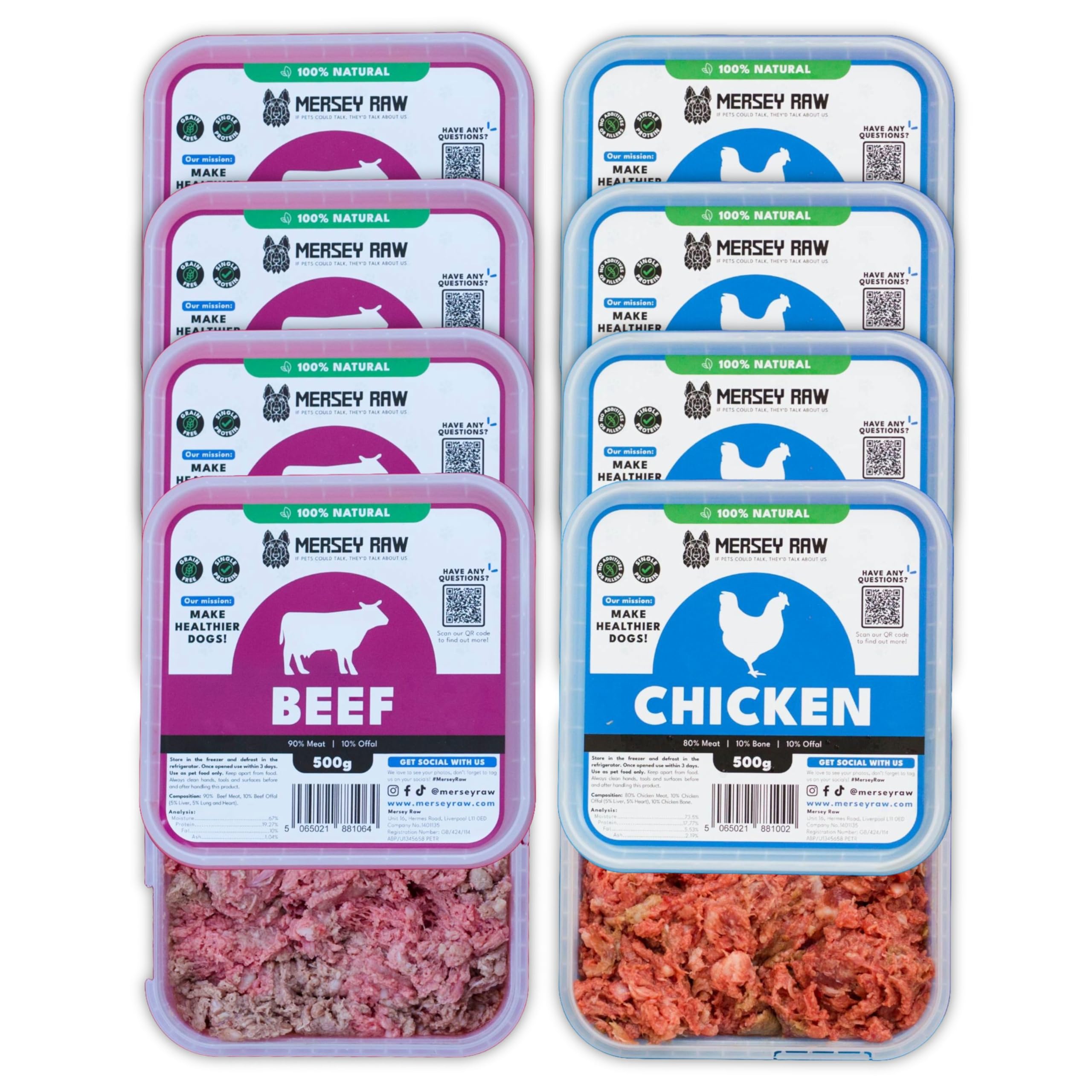 Frozen Raw Dog Food Complete Mince Meat Meal Puppy Adult Senior 4kg Natural Free Range Beef Chicken 80/10/10