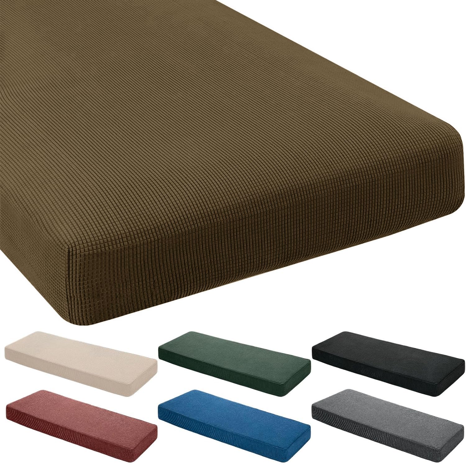 Almohadilla antideslizante para banco de 90x50x5 cm en color camello con funda extraíble