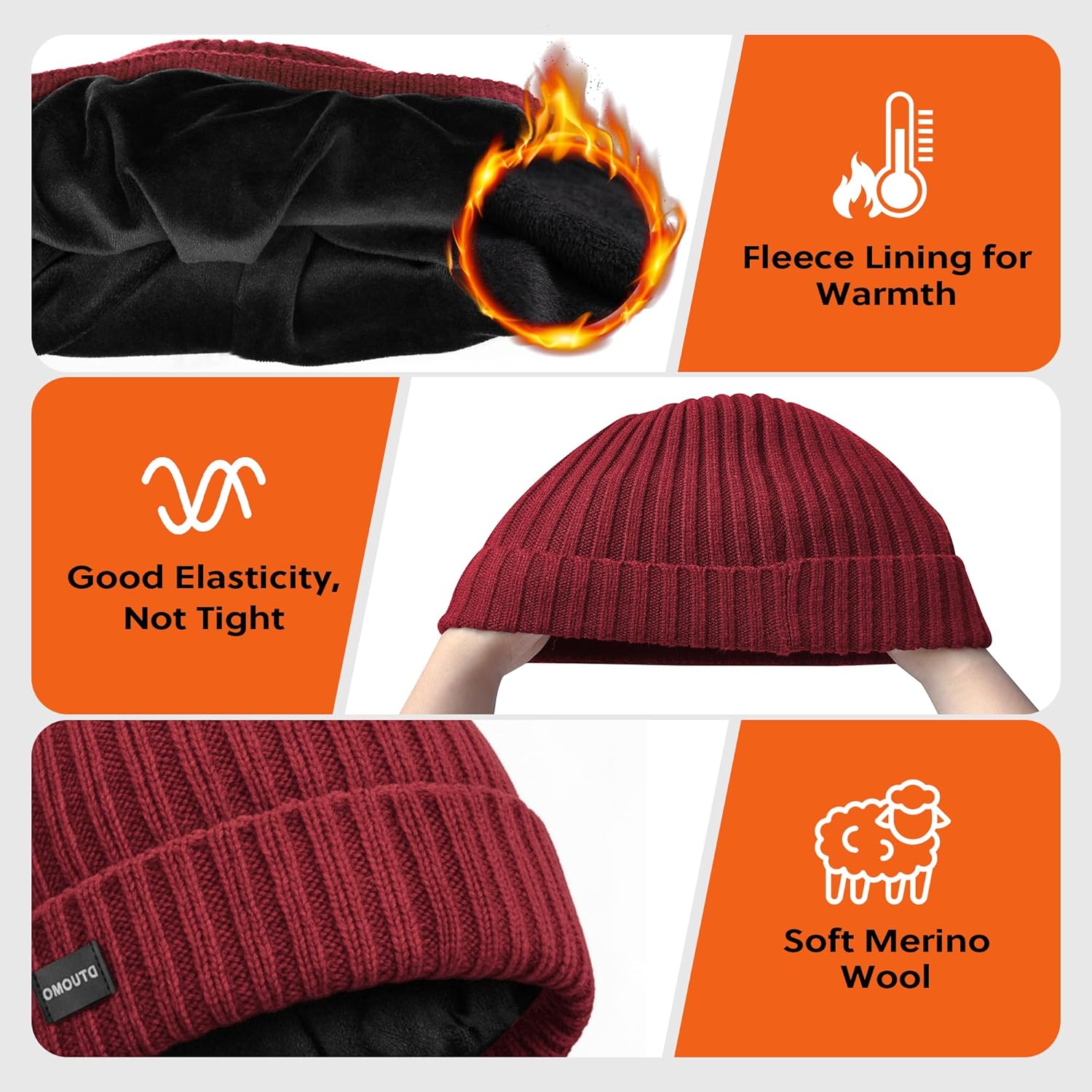 Winter Beanie Merino Wool Fleece Lined for Men Women Soft Warm Knit Hat Ski Stocking Cuffed Cap - Image 3