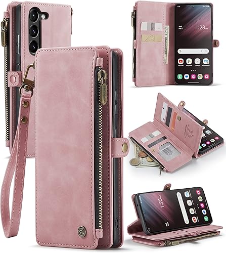 Defencase Funda para Samsung Galaxy S23, Galaxy S23, cartera para mujeres y hombres con tarjetero, correa magnética de piel sintética duradera, con