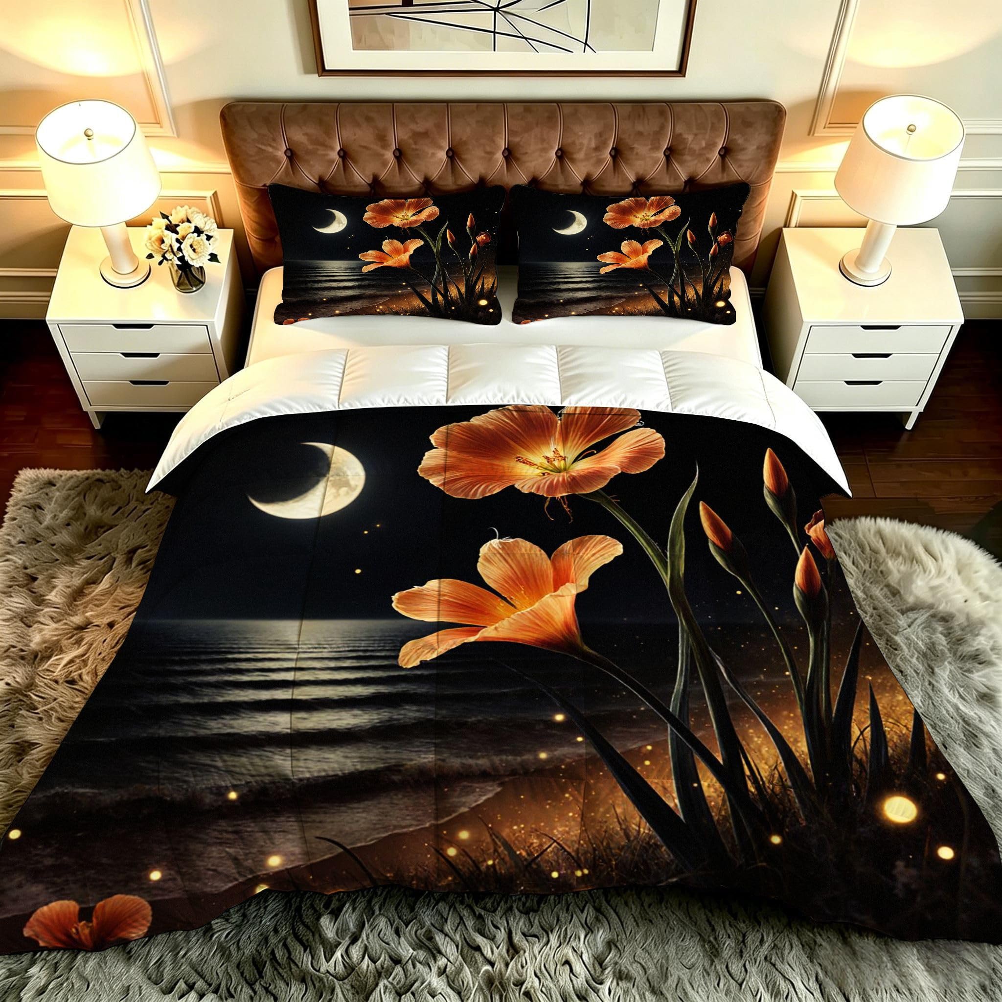 Edredón Cama 90, 150x200 cm, Flores Grises, CQ1239