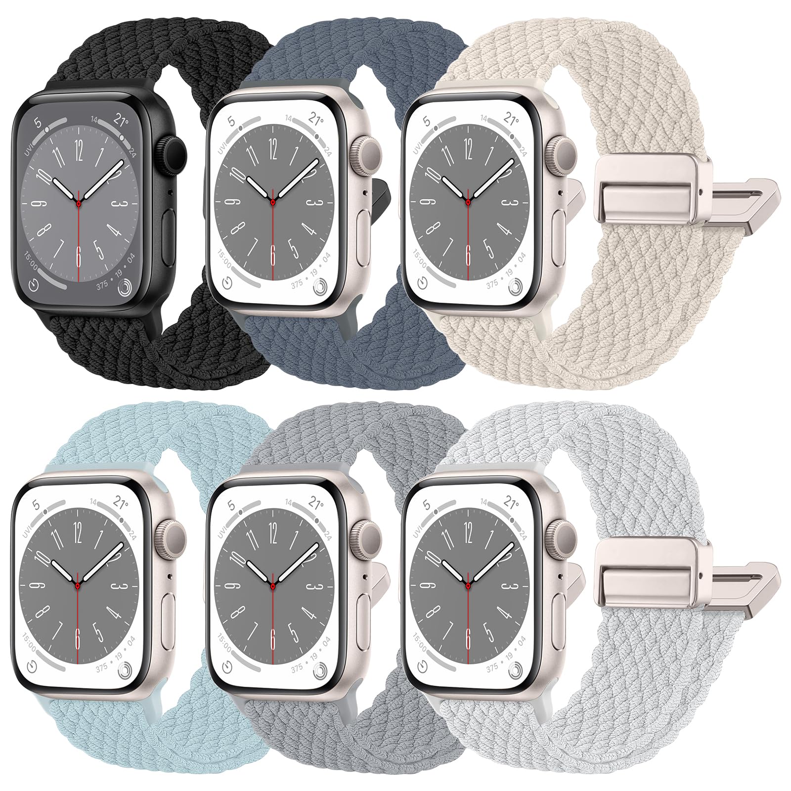 chinbersky Geflochtene Armband Kompatibel mit Apple Watch Armband 40mm 41mm 42mm 38mm 44mm 45mm 46mm 49mm, Magnetisch Elastisch Stoff Sport Nylon Band für iWatch Ultra Series 11 10 9 8 7 6 5 4 3 2 SE