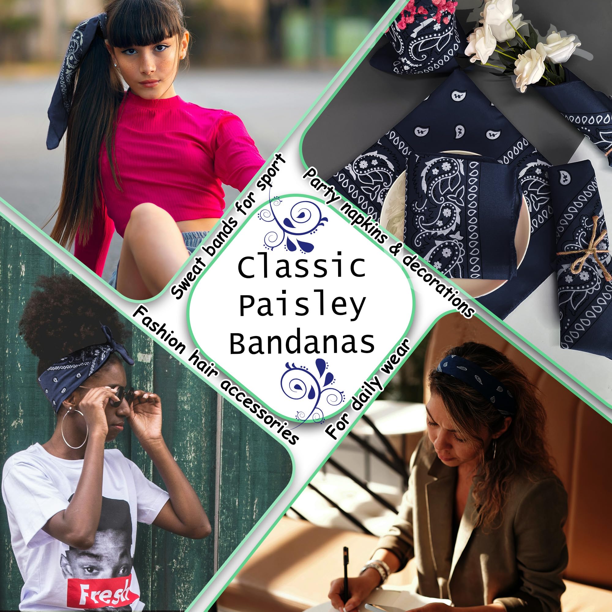 ILHSTY 32 pz donne uomini paisley bandane bulk unisex cowboy bandane testa sciarpa cravatta copertura viso neon forniture per feste