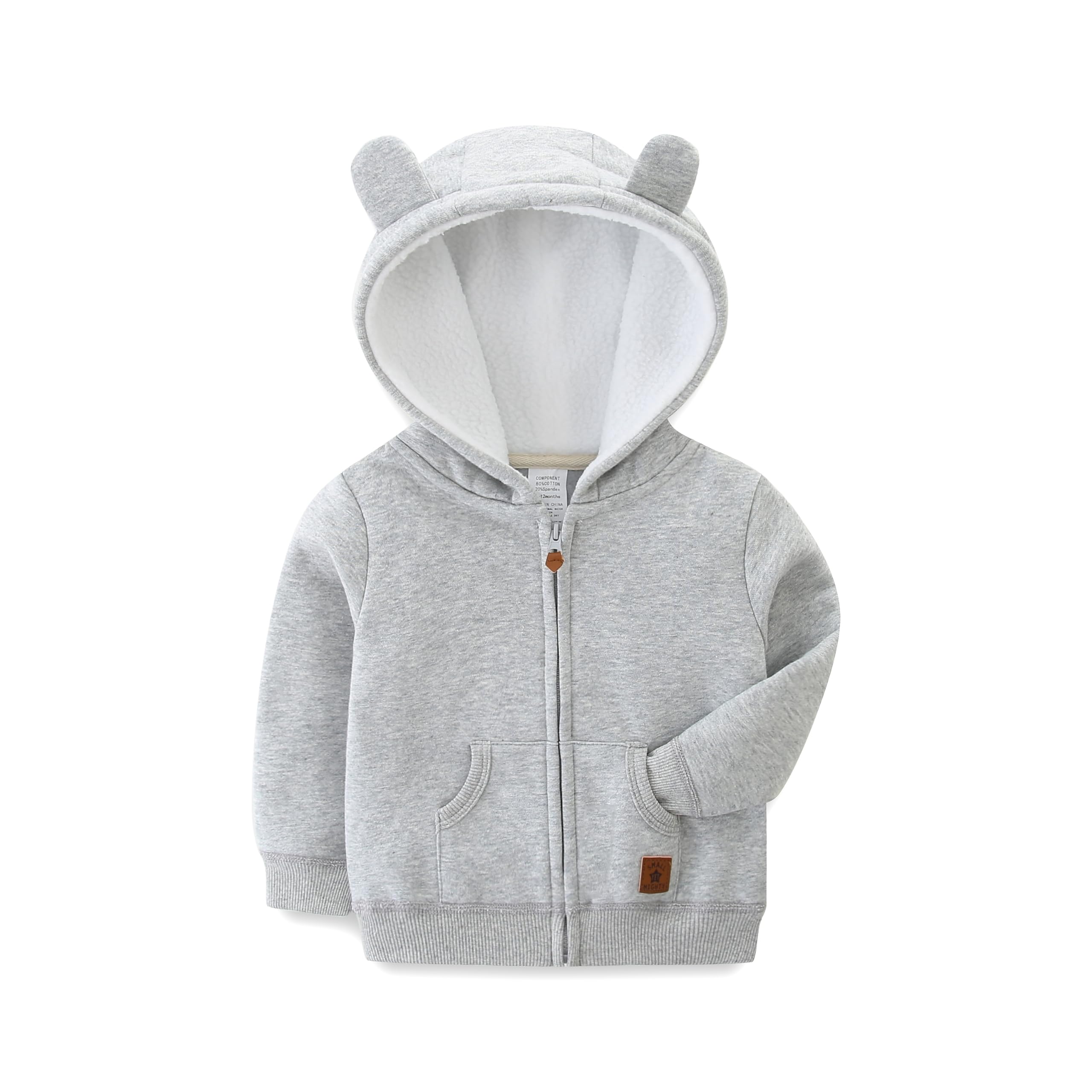 KIDDLETOWN Baby Kapuzenjacke, Warme Kinder Cartoon Bär Reißverschluss Outwear, Unisex Baby Hooded Sweater Jacket, Baumwolle Kapuzenpullover 0-24 Monate