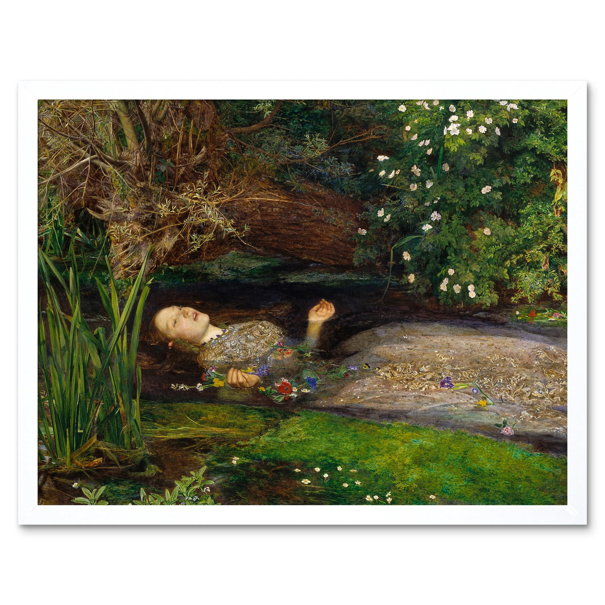 John Everett Millais Ophelia Cropped Art Print Framed Poster Wall Decor 12x16 inch