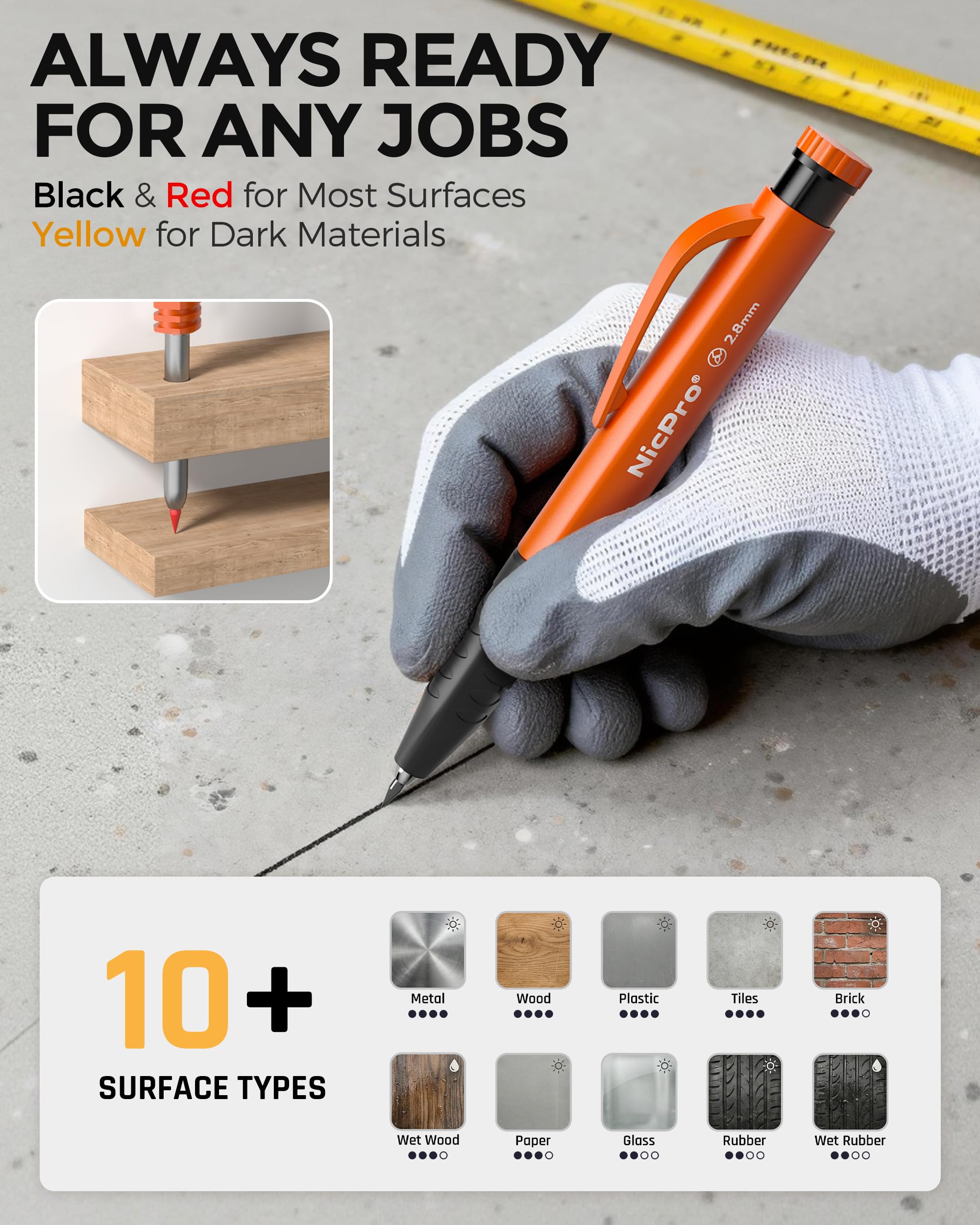 Nicpro Carpenter Pencil with Sharpener, Mechanical Pencil for Construction — Amazon image 5