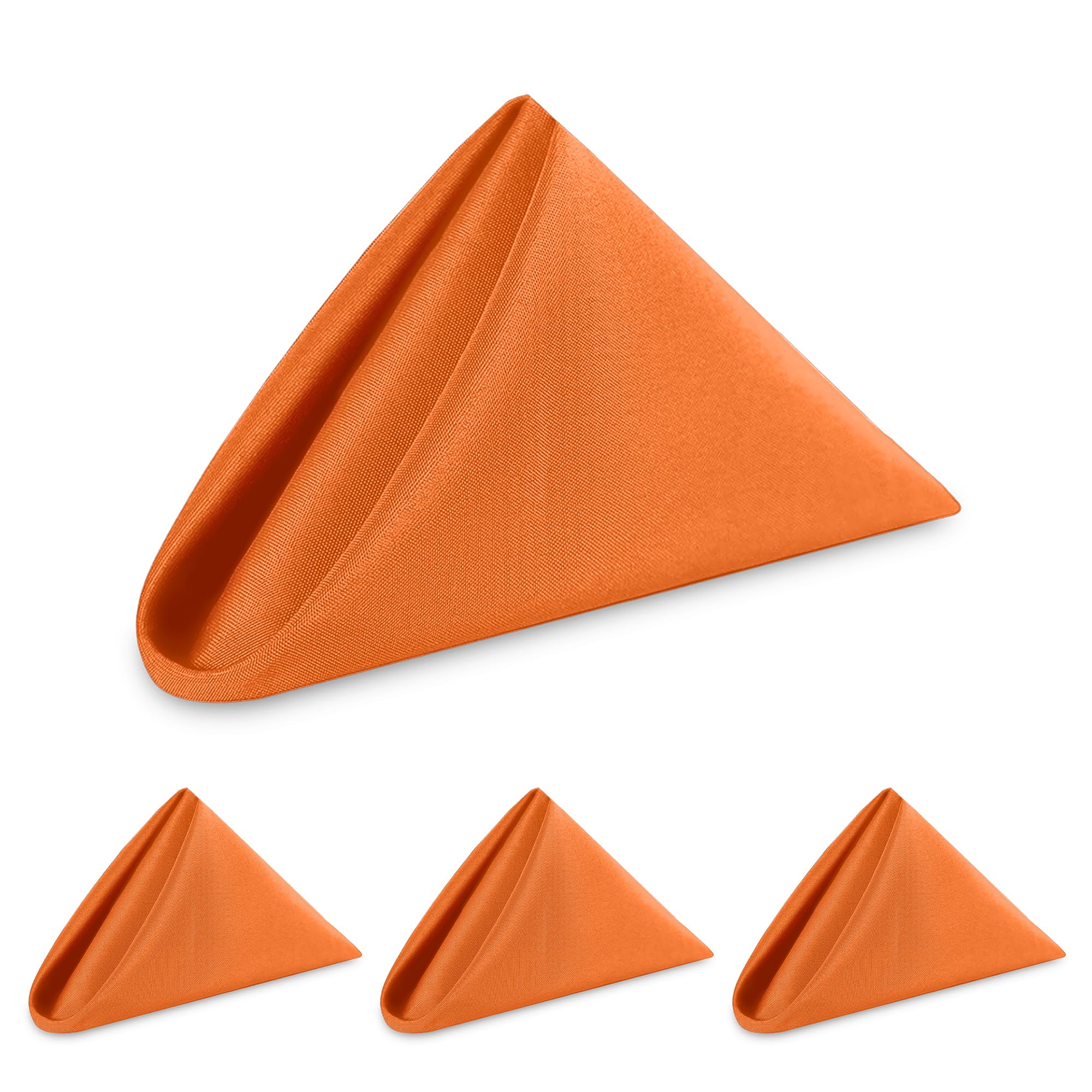 WedDecor 20 x 20 Inch 100% Polyester Cloth Napkins Orange, 4pcs โ image 1