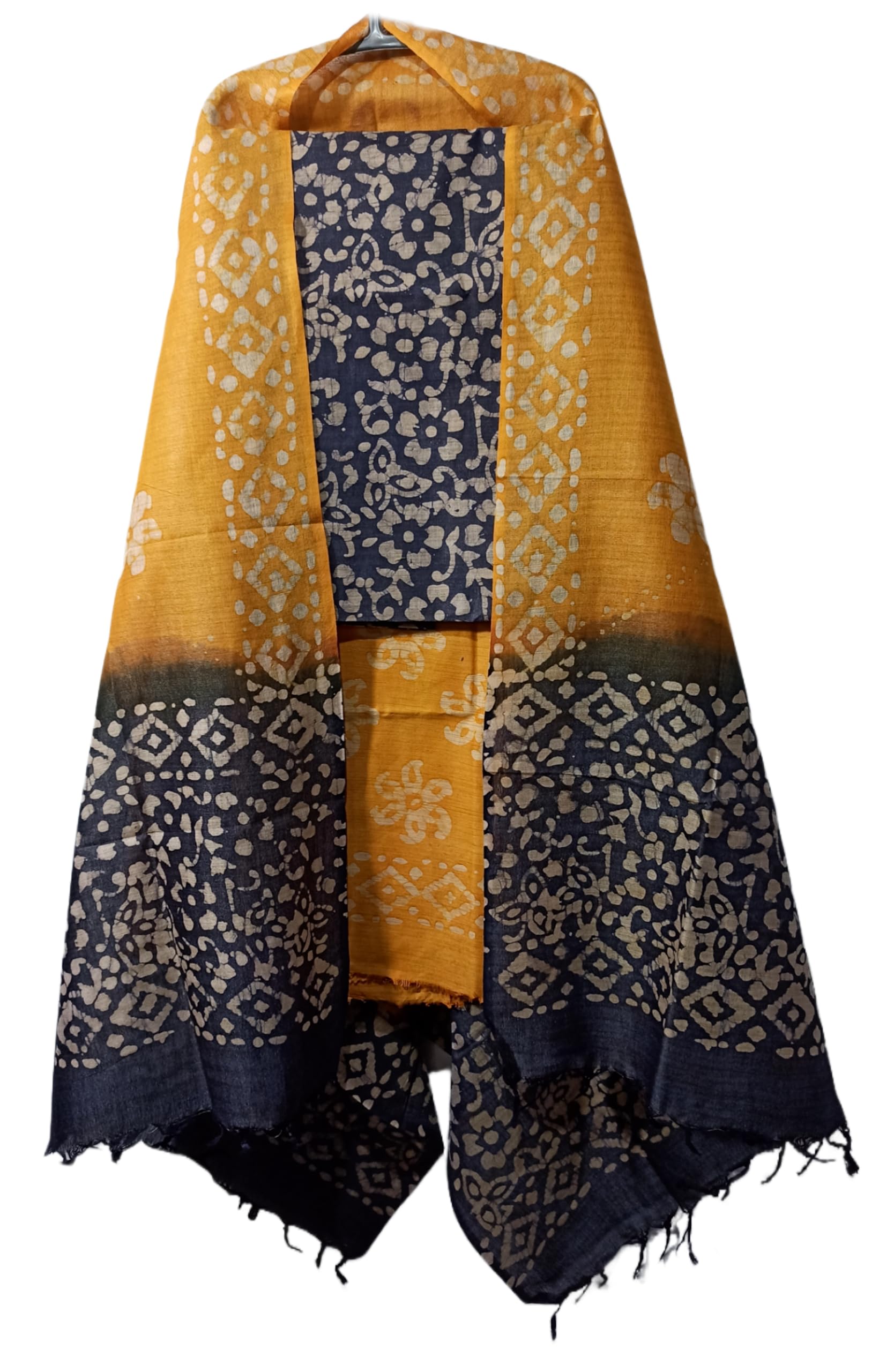 Women's Cotton Silk Dress Material Unstitched Suits Piece With Dupatta (Blue)-image-18