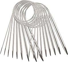 AIEX 9 Sizes Stainless Steel Circular Knitting Needles Set, Interchangeable Crochet Knitting Needles Yarn Needles for Weaving Project (2.5mm / 3.5mm / 4.5mm / 5.5mm / 6mm / 7mm / 8mm / 9mm / 10 mm)