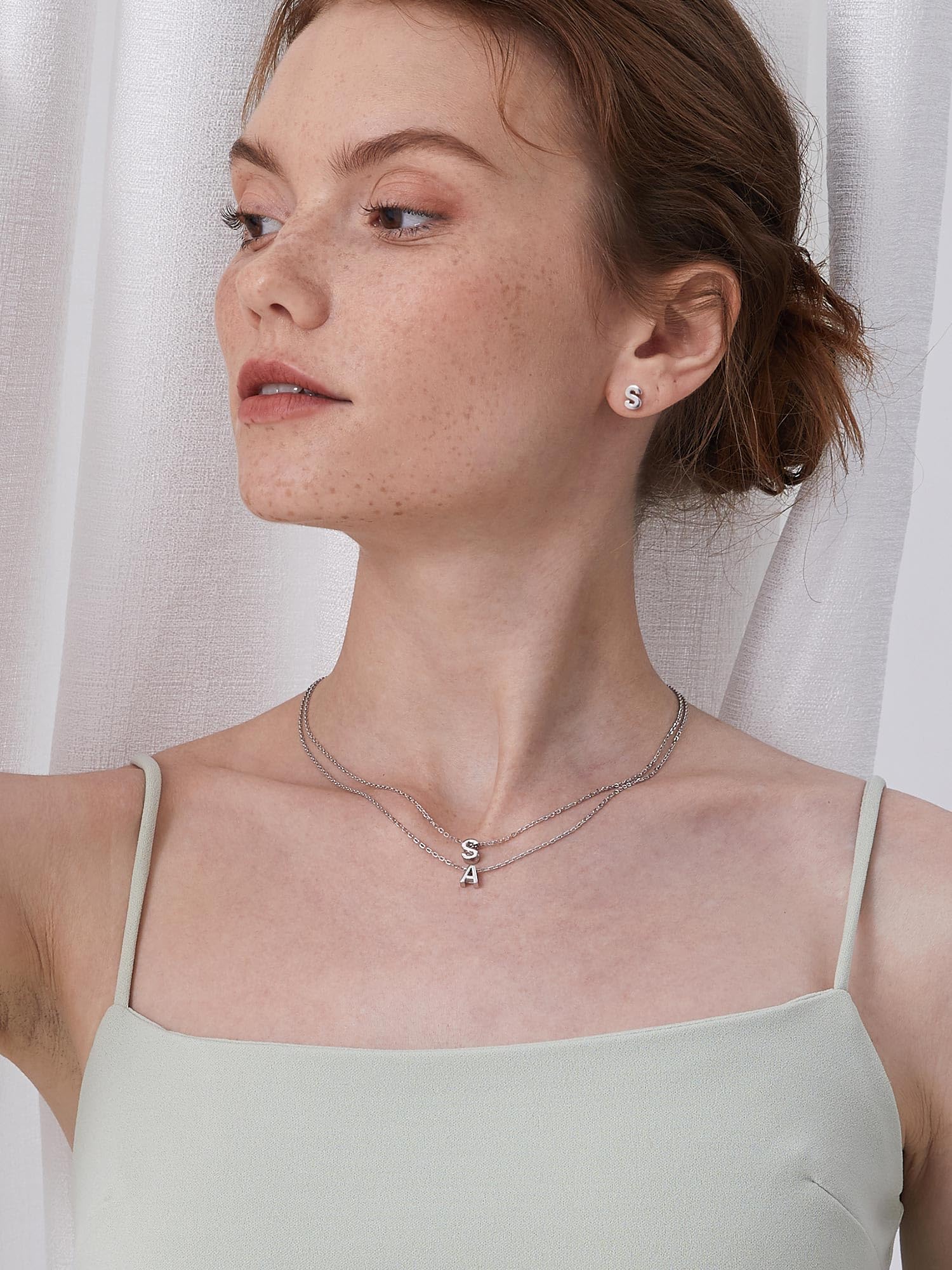ChicSilver 925 Plata Collar Inicial Plata Mujer Colgante 26 Letras Nombre | Material Plata de Ley Mini Alfabeto Joyería Minimalista Preciosa Madre Pareja Regalo Delicado