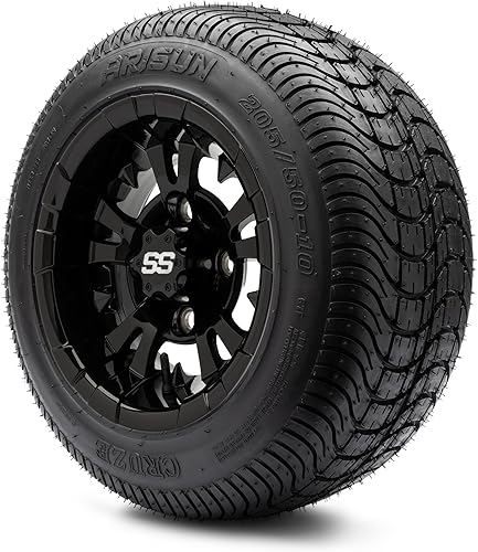 MODZ Vampire Glossy Black - Juego de 4 ruedas para carrito de golf de 10 pulgadas y Arisun Cruze (20550-10) DOT de perfil bajo