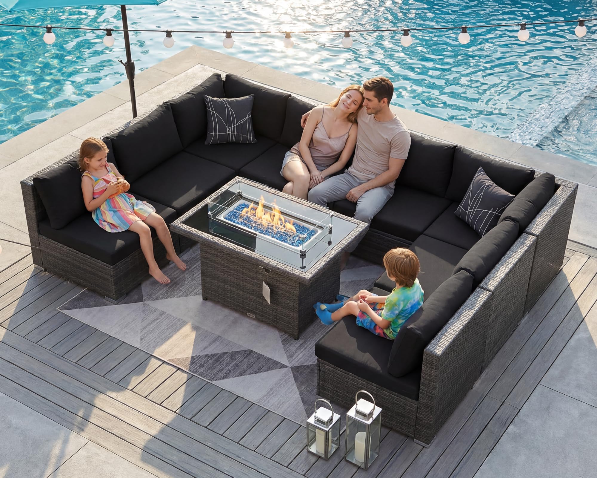 BULEXYARD 9 Piece Wicker Patio Furniture Set